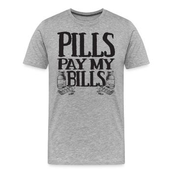 pilules payer mes factures pilules pharmacien dire - T-shirt bio Premium Homme - gris chiné - Devant - Damien (186cm)