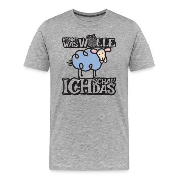 Komme was Wolle ich Schaf das - Männer Premium Bio T-Shirt - Grau meliert - Vorne - Damien (186cm)