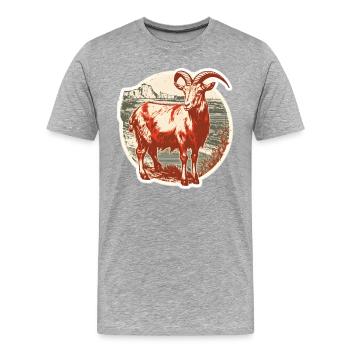 Chèvre rouge et blanc - T-shirt bio Premium Homme - gris chiné - Devant - Damien (186cm)