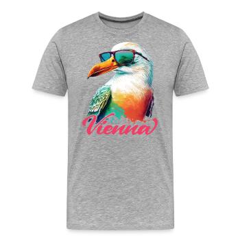 Vienne Autriche vacances Mouette avec lunettes de soleil - T-shirt bio Premium Homme - gris chiné - Devant - Damien (186cm)