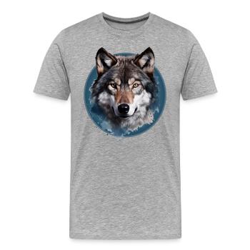 Wolf head - Men's Premium Organic T-Shirt - heather grey - Front - Damien (186cm)