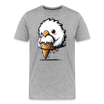 Cute Seagull Steals Ice Cream Thief Thief - Men's Premium Organic T-Shirt - heather grey - Front - Damien (186cm)