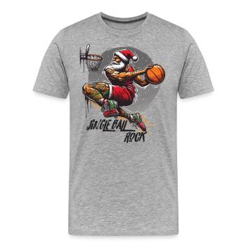 Père Noël Slam Dunk Basketball Jingle Ball Rock - T-shirt bio Premium Homme - gris chiné - Devant - Damien (186cm)