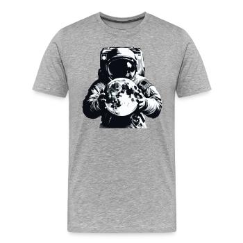 Un astronaute tient la lune dans ses mains Spaceman - T-shirt bio Premium Homme - gris chiné - Devant - Damien (186cm)