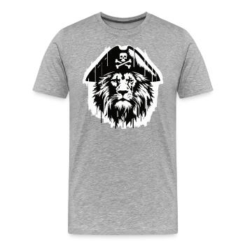 Piratenlöwe Pirat Löwe Graffiti Street Art Style - Männer Premium Bio T-Shirt - Grau meliert - Vorne - Damien (186cm)