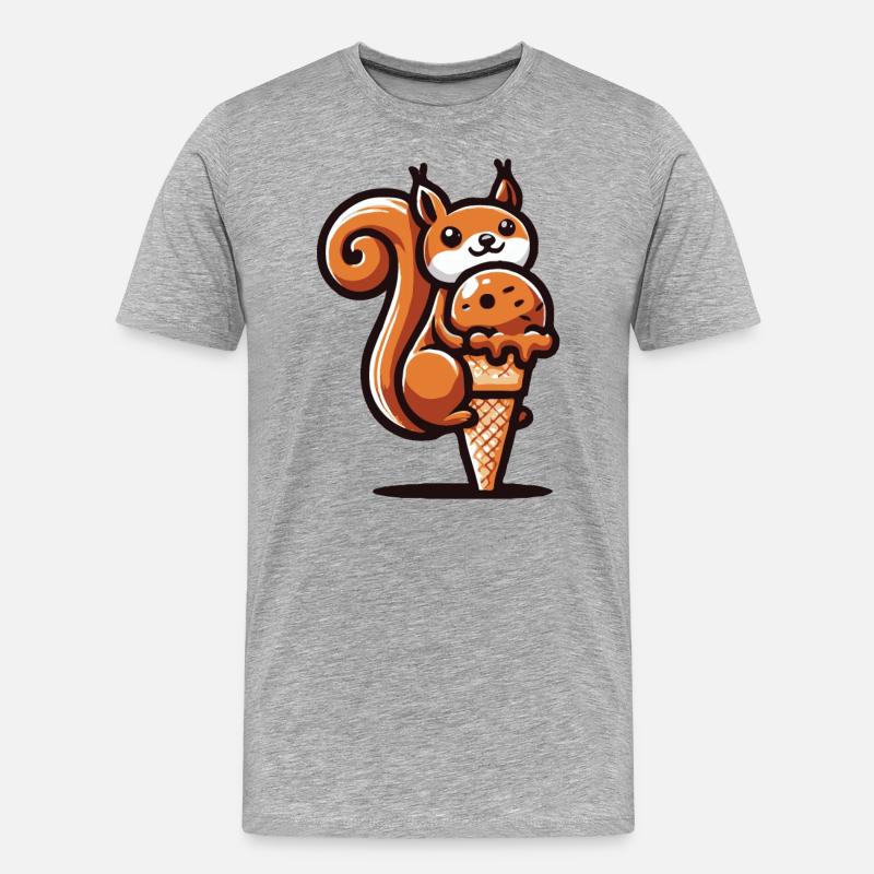 Eichhörnchen liebt Eis - Männer Premium Bio T-Shirt - Grau meliert