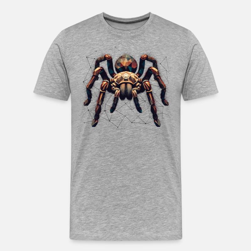 Tarantel große Spinne Polygon Kunst - Männer Premium Bio T-Shirt - Grau meliert