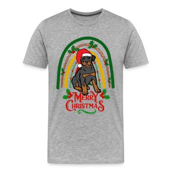 Süßer Dobermann Weihnachten Hund Kawaii - Männer Premium Bio T-Shirt - Grau meliert - Vorne - Damien (186cm)