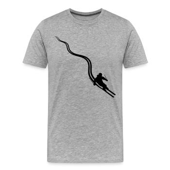 sentiers ligne sentier pistes piste de ski descente montagne w - T-shirt bio Premium Homme - gris chiné - Devant - Damien (186cm)