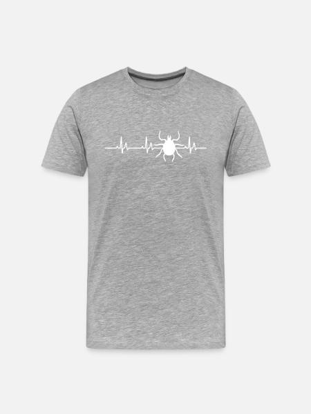 Zecke Herzschlag - Männer Premium Bio T-Shirt - Grau meliert