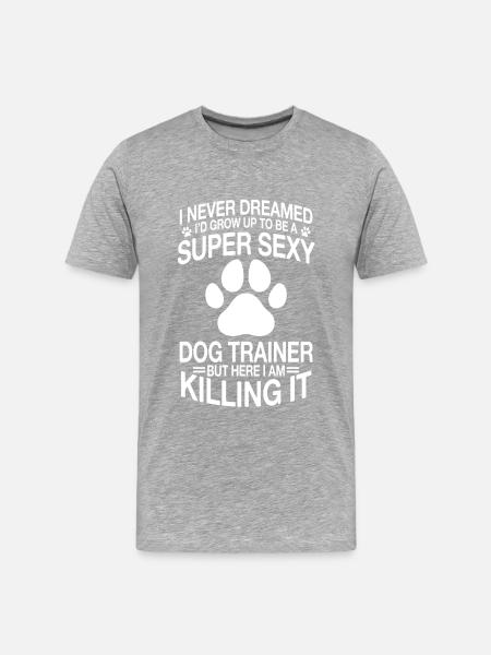 Lustiger Hundetrainer Spruch - Männer Premium Bio T-Shirt - Grau meliert