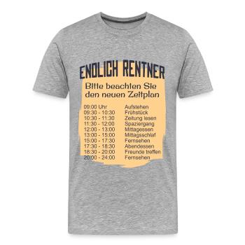 Endlich Rentner Zeitplan Tagesablauf Wochenplan - Männer Premium Bio T-Shirt - Grau meliert - Vorne - Damien (186cm)