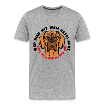 Wer hier mit wem Gassi geht... - Männer Premium Bio T-Shirt - Grau meliert - Vorne - Damien (186cm)