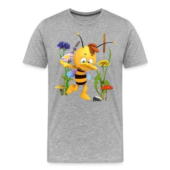 Biene Maja Willi Dabbing - Männer Premium Bio T-Shirt - Grau meliert - Vorne - Damien (186cm)