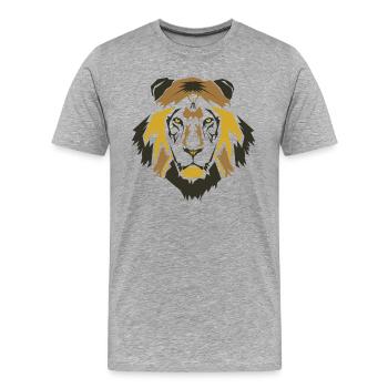 Tête de Lion - T-shirt bio Premium Homme - gris chiné - Devant - Damien (186cm)