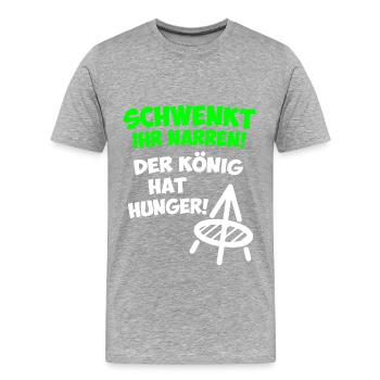 Schwenkt ihr Narren! Der König hat Hunger Saarland - Männer Premium Bio T-Shirt - Grau meliert - Vorne - Damien (186cm)