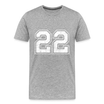 Anzahl 22 - Männer Premium Bio T-Shirt - Grau meliert - Vorne - Damien (186cm)