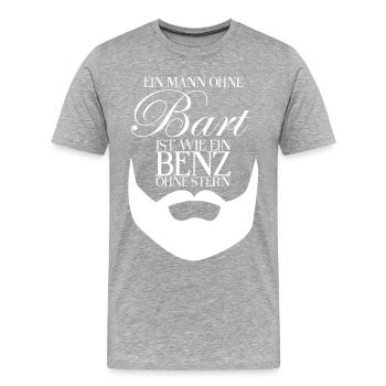 Mann ohne Bart - Nein! - Bart Spruch Geschenk - Männer Premium Bio T-Shirt - Grau meliert - Vorne - Damien (186cm)