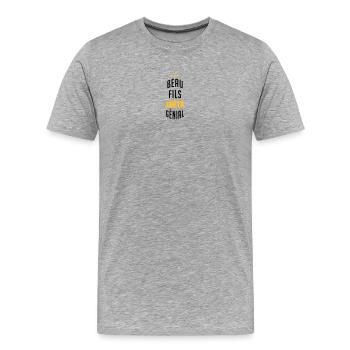 Stieftochter / Schwiegersohn / Sohn / Tochter - Männer Premium Bio T-Shirt - Grau meliert - Vorne - Damien (186cm)