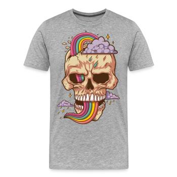 Totenkopf mit verrückten Stimmungen - Männer Premium Bio T-Shirt - Grau meliert - Vorne - Damien (186cm)
