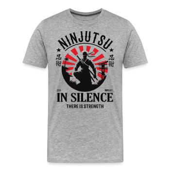 Ninjutsu - Dans le silence réside le pouvoir - T-shirt bio Premium Homme - gris chiné - Devant - Damien (186cm)