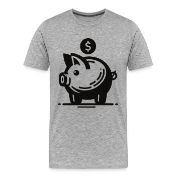 Tirelire amusante – économisez de l’argent avec humour - T-shirt bio Premium Homme - gris chiné - Devant - Damien (186cm)