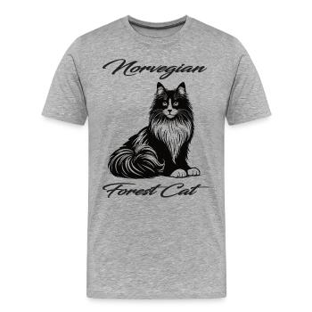 Norwegian Forest Cat, Wild, Strong and Beautiful - Men's Premium Organic T-Shirt - heather grey - Front - Damien (186cm)
