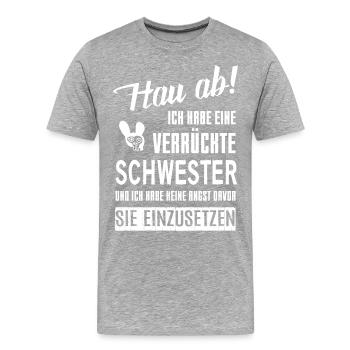 Verrückte Schwester - Männer Premium Bio T-Shirt - Grau meliert - Vorne - Damien (186cm)