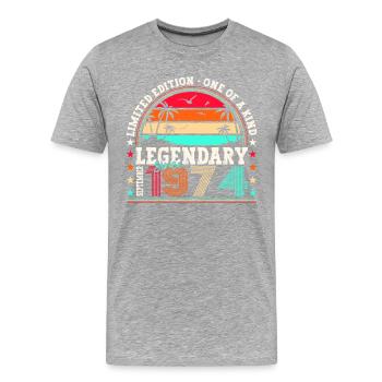 Legendär September 1974 48. Geburtstag Geschenk - Männer Premium Bio T-Shirt - Grau meliert - Vorne - Damien (186cm)