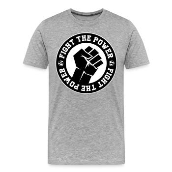 FIGHT THE POWER Farboptionen - Männer Premium Bio T-Shirt - Grau meliert - Vorne - Damien (186cm)