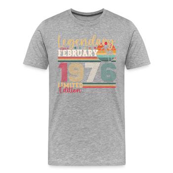Jahrgang 1976 Februar 47. Geburtstag Geschenk Mann - Männer Premium Bio T-Shirt - Grau meliert - Vorne - Damien (186cm)