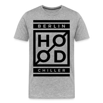 Bois moderne Chiller Berlin - T-shirt bio Premium Homme - gris chiné - Devant - Damien (186cm)