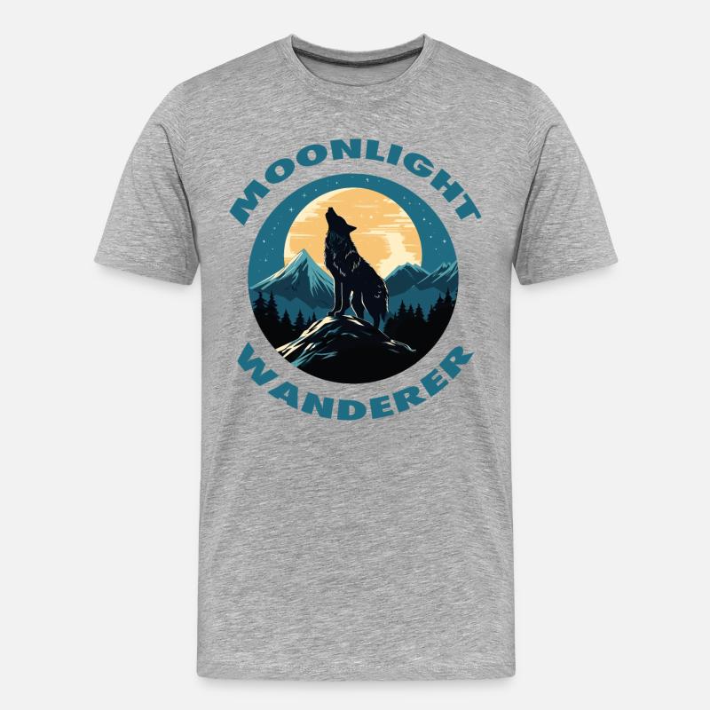 Moonlight Wanderer - Männer Premium Bio T-Shirt - Grau meliert