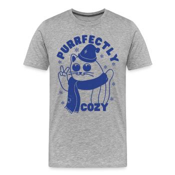 Schnurrend gemütlich - Männer Premium Bio T-Shirt - Grau meliert - Vorne - Damien (186cm)