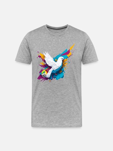 Peace Dove - Männer Premium Bio T-Shirt - Grau meliert