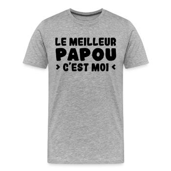 Le meilleur papou c'est moi - Père adorable - T-shirt bio Premium Homme - gris chiné - Devant - Damien (186cm)