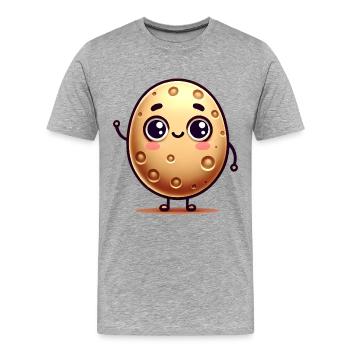 Glückliches Cartoon-Kartoffel-Charakter-Design - Männer Premium Bio T-Shirt - Grau meliert - Vorne - Damien (186cm)
