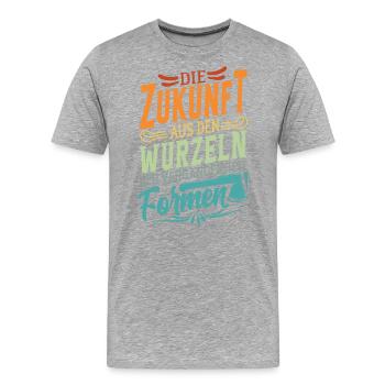 Inspirierender Spruch - Holzverarbeitung Holz - Männer Premium Bio T-Shirt - Grau meliert - Vorne - Damien (186cm)