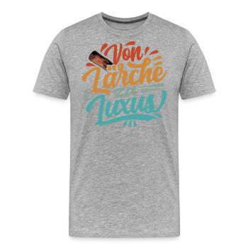 Retro Förster Waldarbeiter Spruch - Lärche - Männer Premium Bio T-Shirt - Grau meliert - Vorne - Damien (186cm)
