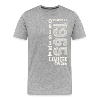 Februar Jahrgang 1965 58. Geburtstag Geschenk Mann - Männer Premium Bio T-Shirt - Grau meliert - Vorne - Damien (186cm)