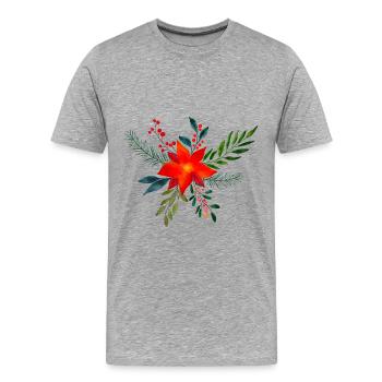 Weihnachtsstern Aquarell Christmas Flower Bouquet - Männer Premium Bio T-Shirt - Grau meliert - Vorne - Damien (186cm)