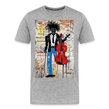 "Die Entstehung der urbanen Symphonie" - Männer Premium Bio T-Shirt - Grau meliert - Vorne - Damien (186cm)