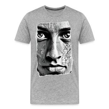 Art du visage géométrique monochrome - T-shirt bio Premium Homme - gris chiné - Devant - Damien (186cm)