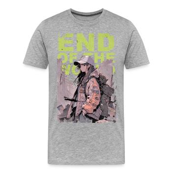 End of the World - Last Woman Standing - Men's Premium Organic T-Shirt - heather grey - Front - Damien (186cm)