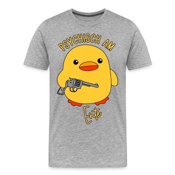 Psychisch am Ente - Männer Premium Bio T-Shirt - Grau meliert - Vorne - Damien (186cm)