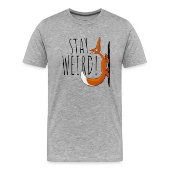 Restez bizarre! Bizarre étrange renard confiant - T-shirt bio Premium Homme - gris chiné - Devant - Damien (186cm)