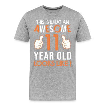 Awesome 11 YEAR ANNIVERSARY - Men's Premium Organic T-Shirt - heather grey - Front - Damien (186cm)