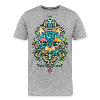 Chat mystique - T-shirt bio Premium Homme - gris chiné - Devant - Damien (186cm)