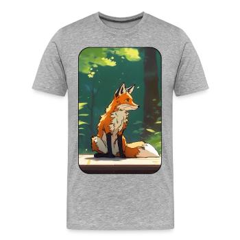 Fuchs im Wald - Männer Premium Bio T-Shirt - Grau meliert - Vorne - Damien (186cm)