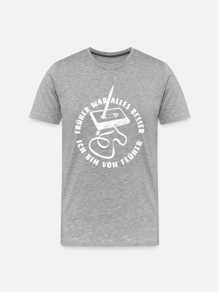 Kassette - Früher war alles besser - Männer Premium Bio T-Shirt - Grau meliert